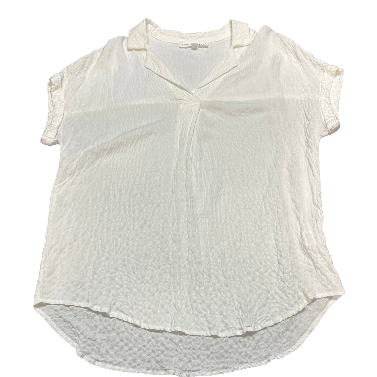 JANE & DELANCEY WHITE CRINKLED POPOVER BLOUSE 169 MEDIUM