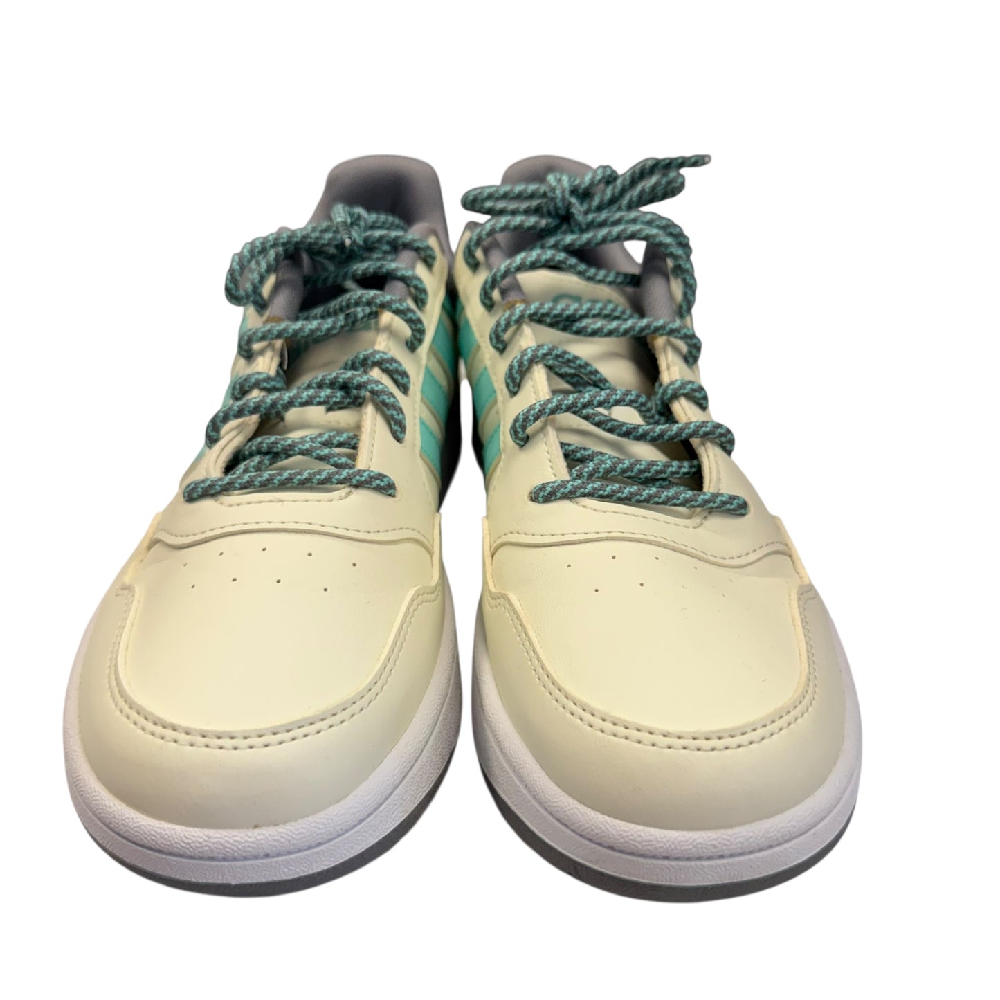 ADIDAS HOOPS 3.0 BEIGE TEAL SNEAKERS 39 LIKE NEW SZ 7/7.5