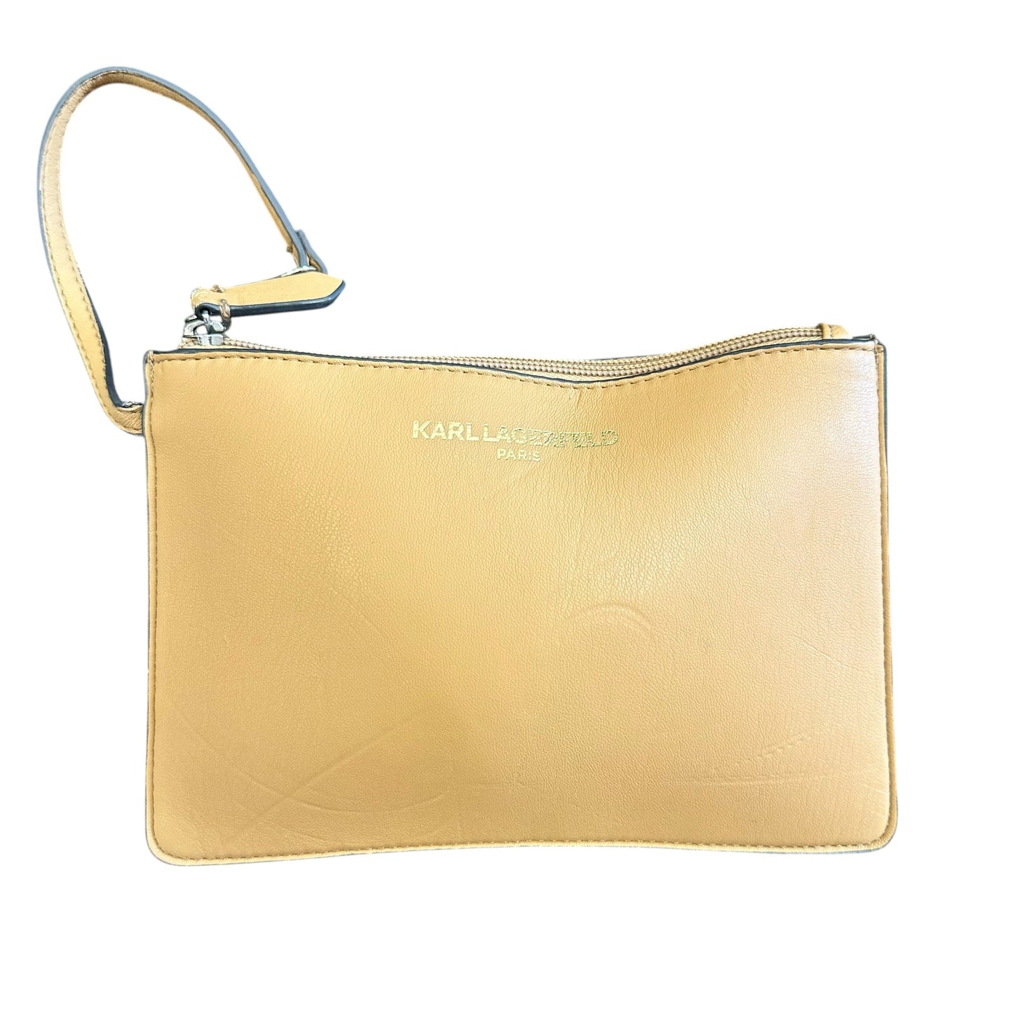 KARL LAGERFELD TAN LEATHER WRISTLET 130 GUC