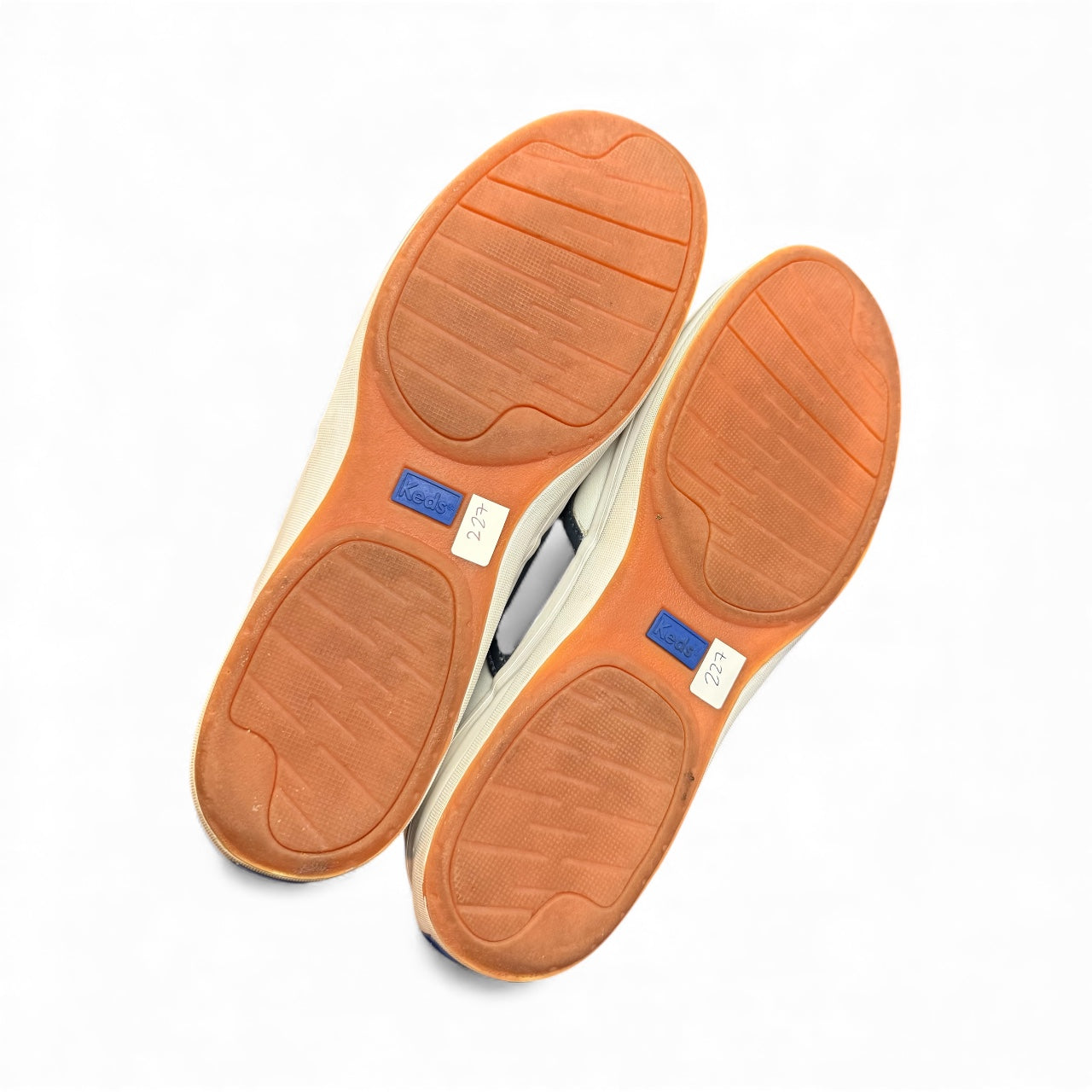 KEDS SCHOOL DAYS II LEATHER SNEAKERS WHITE NAVY 227 SZ 9.5