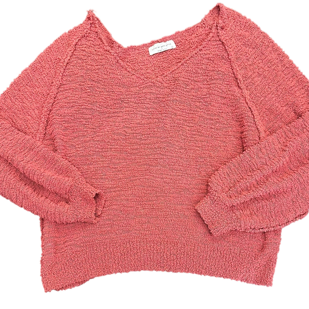 PINK LILY MAUVE PINK OVERSIZED SWEATER TEXTURED 15 LARGE