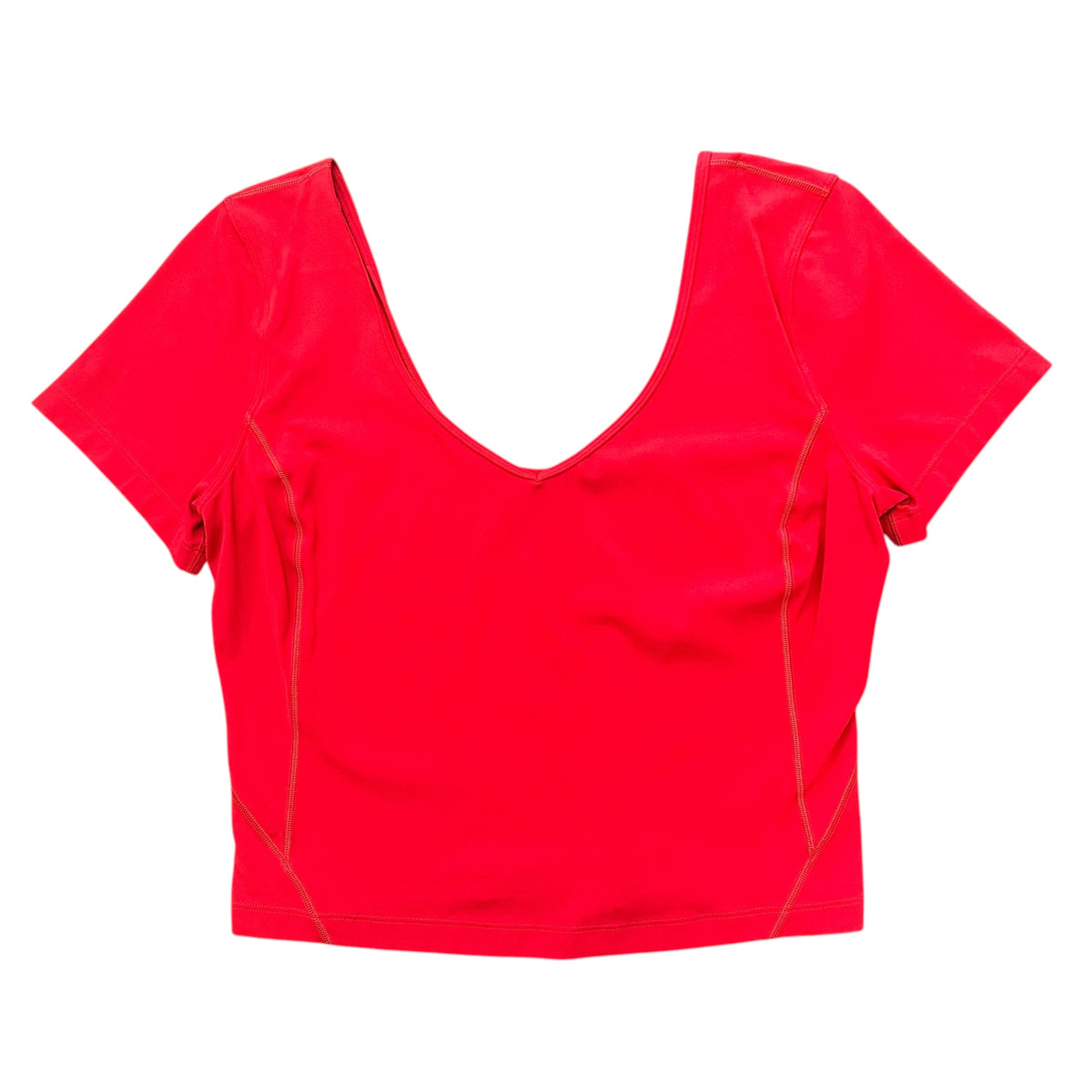 LULULEMON RED CROPPED SHORT SLEEVE TOP 100 LARGE