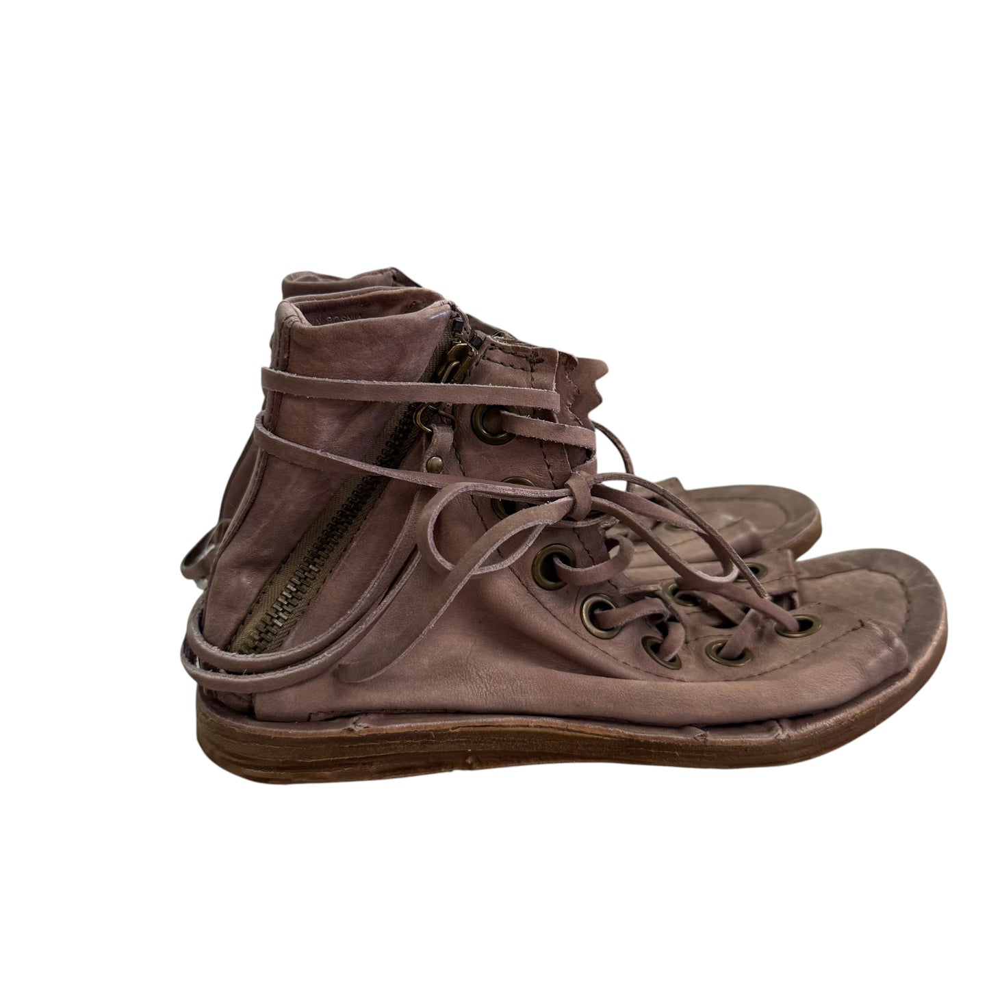 AS 98 TAUPE LEATHER RHETT LACE UP SANDALS NWOT 100 SZ 7