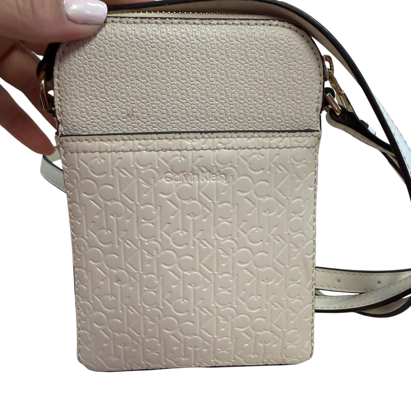 CALVIN KLEIN WHITE CROSSBODY FAUX LEATHER