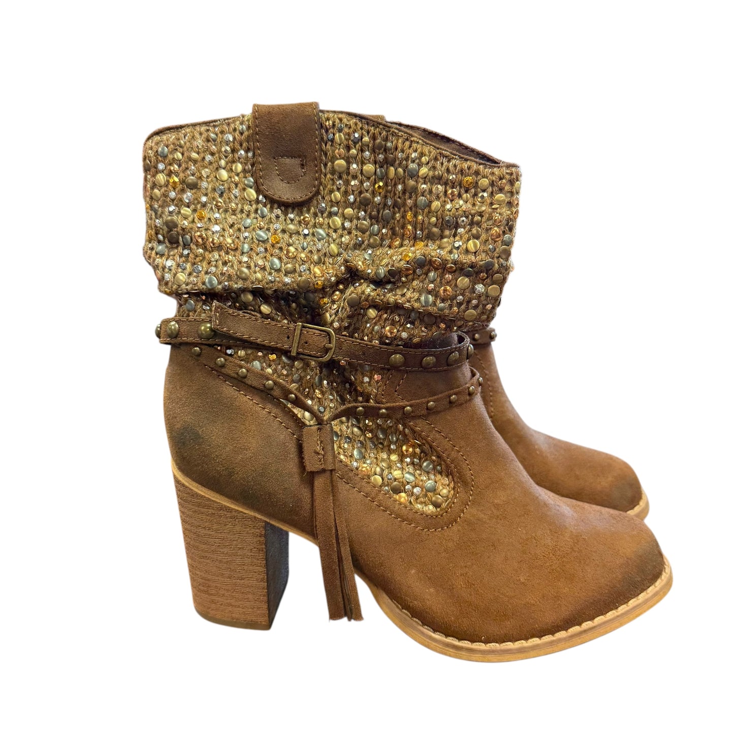 NOT RATED THUMBS UP BOOTIE FAUX SUEDE SEQUIN EMBELLISHMENTS 238 SZ 7