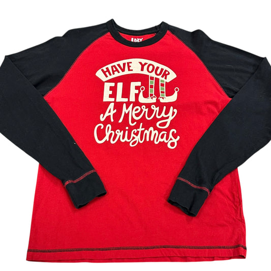 CHRISTMAS TSHIRT RED BLACK RAGLAN HAVE YOUR ELF XS 100