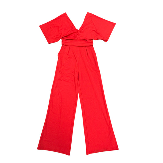 RED WIDE LEG JUMPSUIT 84 MEDIUM