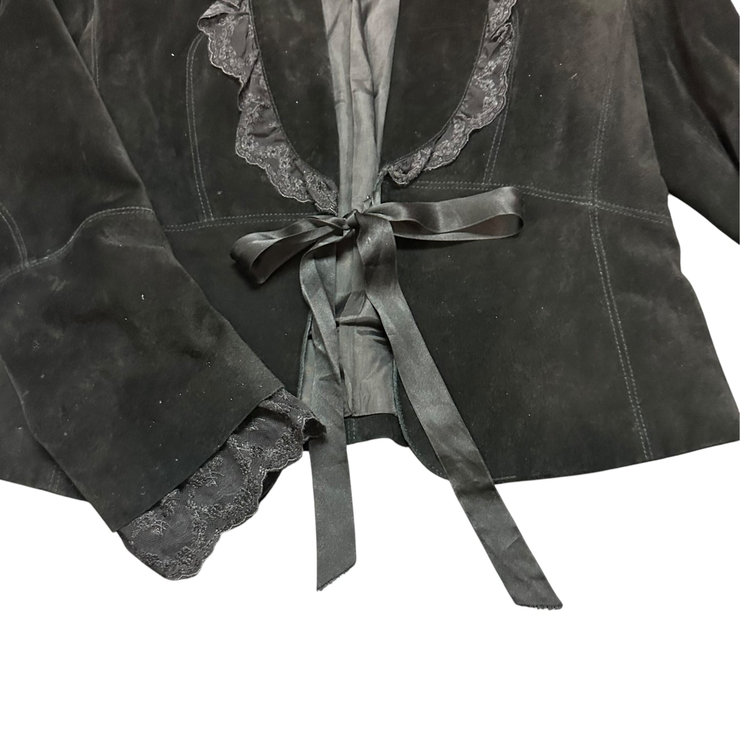 KAREN KANE BLACK SUEDE LEATHER BLAZER LACE 255 MEDIUM
