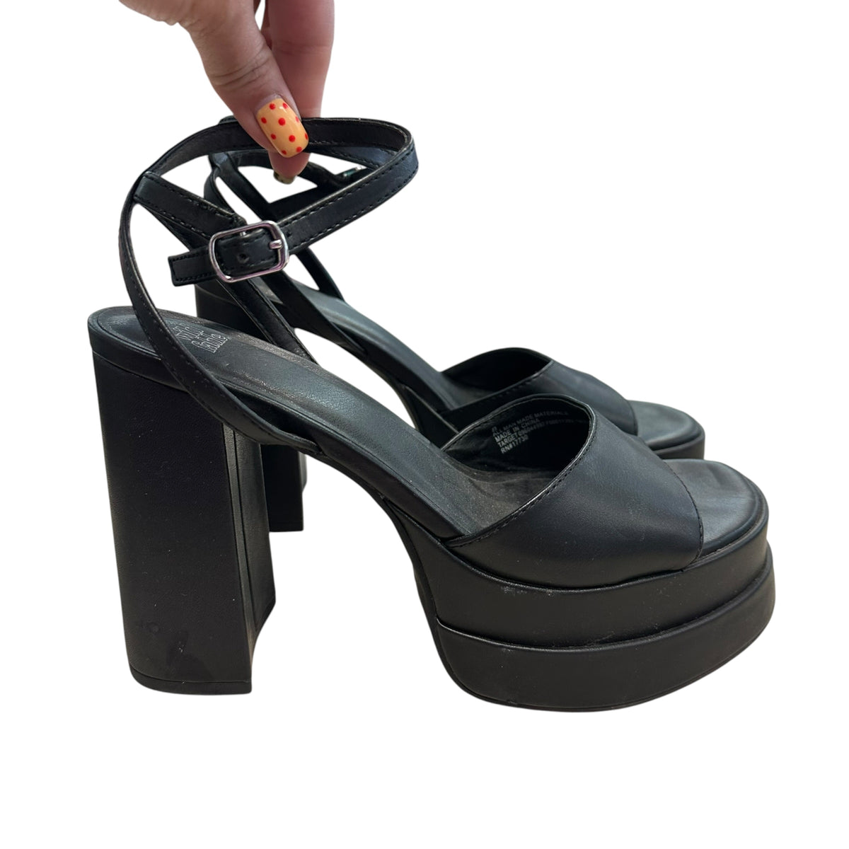 WILD FABLE BLACK PLATFORM HEELS OPEN TOE 158 SZ 8