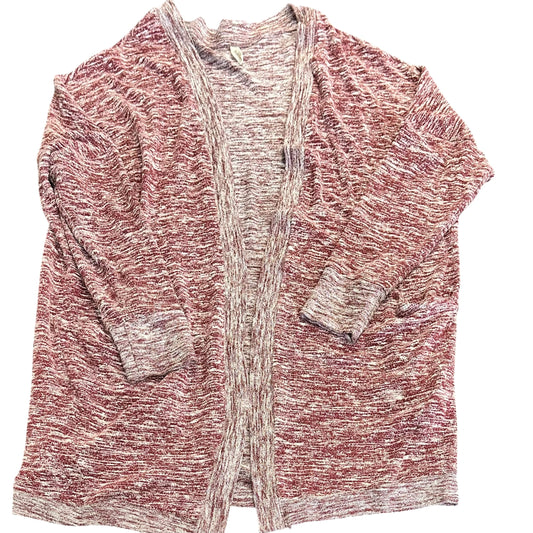 WISHLIST MAROON WHITE KNIT OPEN CARDIGAN 244 LARGE