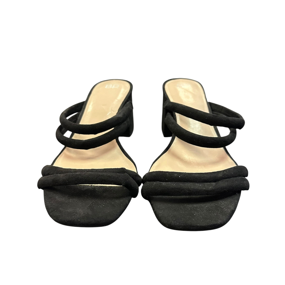 BP BLACK DOUBLE STRAP BLOCK HEEL SANDALS 100 SZ 11