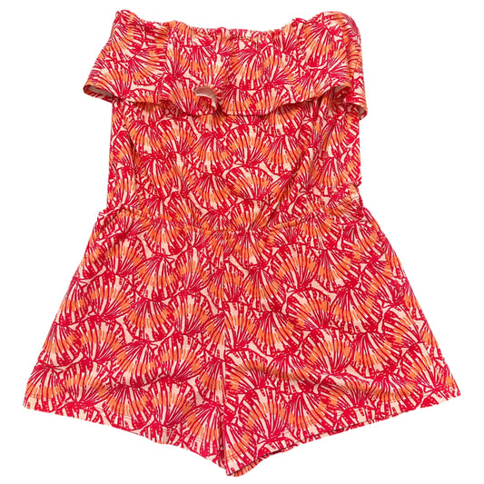 VINEYARD VINES PINK ORANGE RUFFLE STRAPLESS ROMPER 100 SMALL