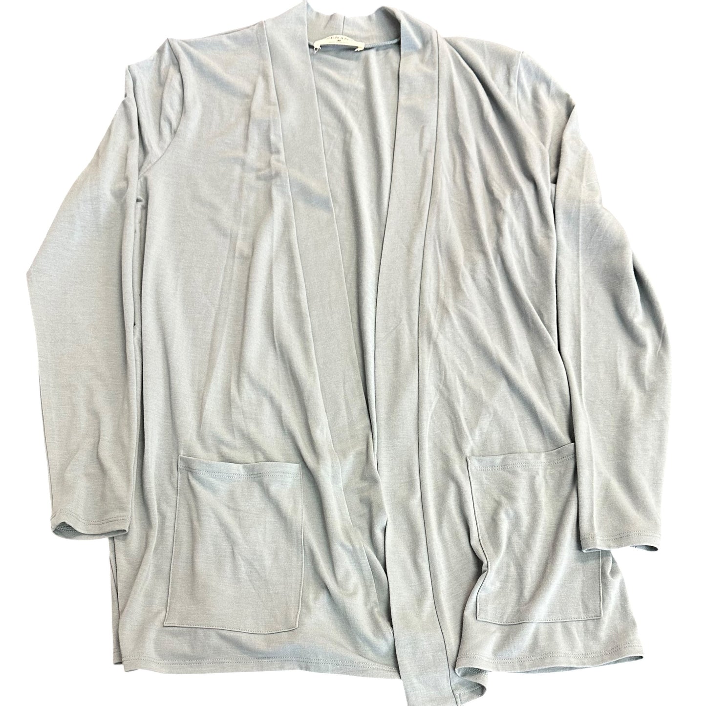 ZENANA LIGHT BLUISH GRAY OPEN CARDIGAN 39 MEDIUM