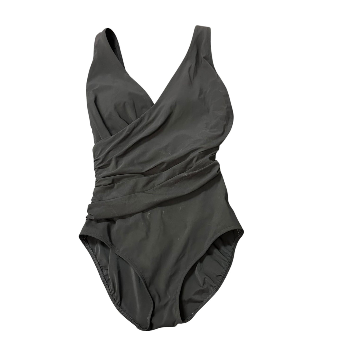 LL BEAN BLACK RUCHED ONE PC SWIMSUIT 100 SZ 10