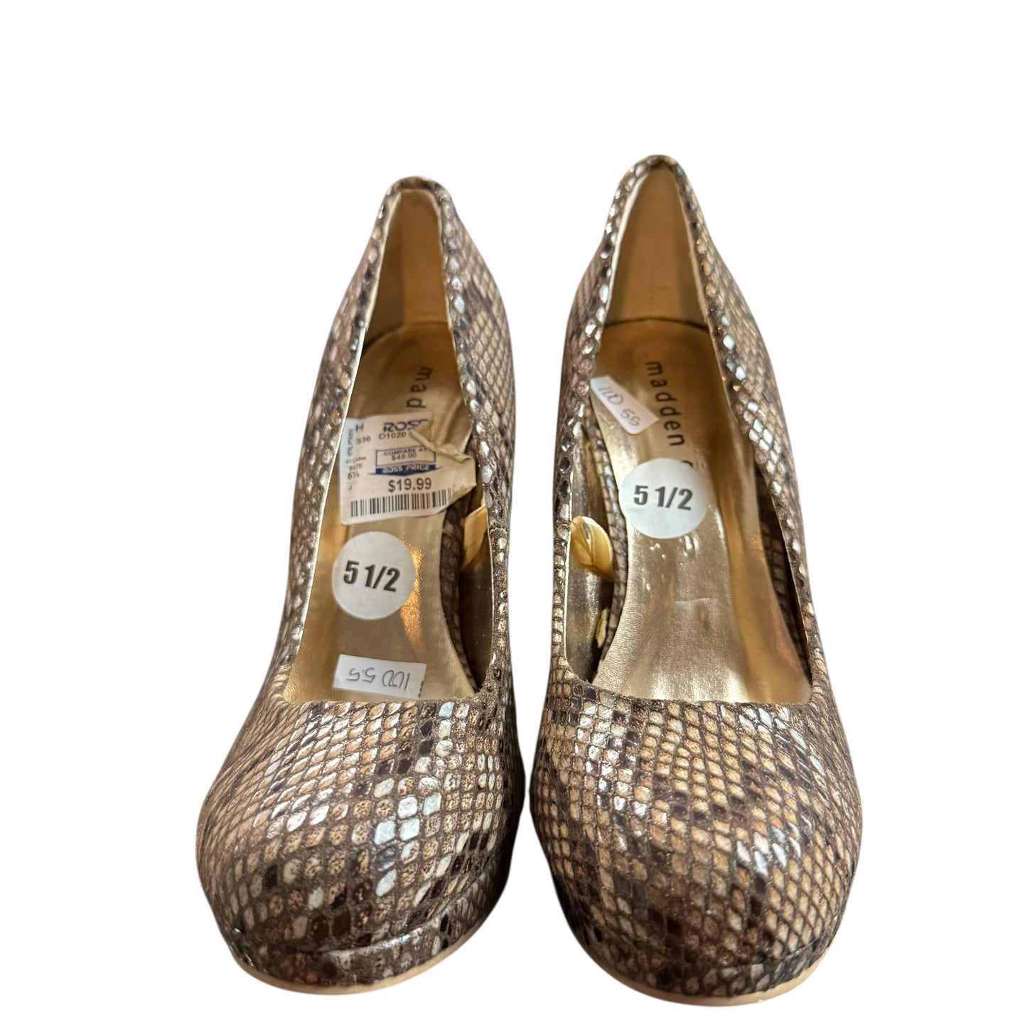 MADDEN GIRL BROWN SNAKESKIN PUMPS 100 SZ 5.5