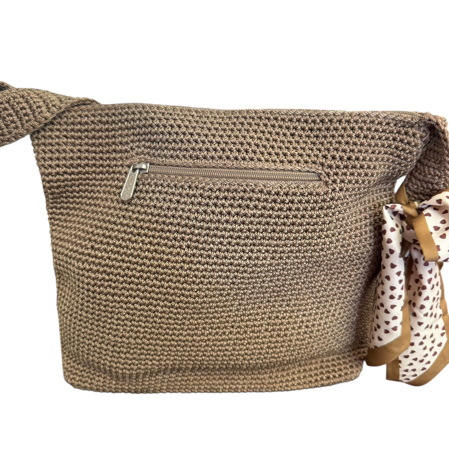 VINTAGE CROCHET THE SAK HOBO BROWN TAUPE BAG 258 OS