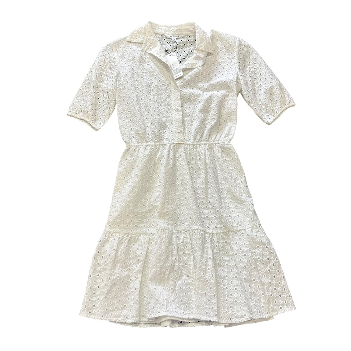 BB DAKOTA WHITE EYELET LACE DRESS 100 XS