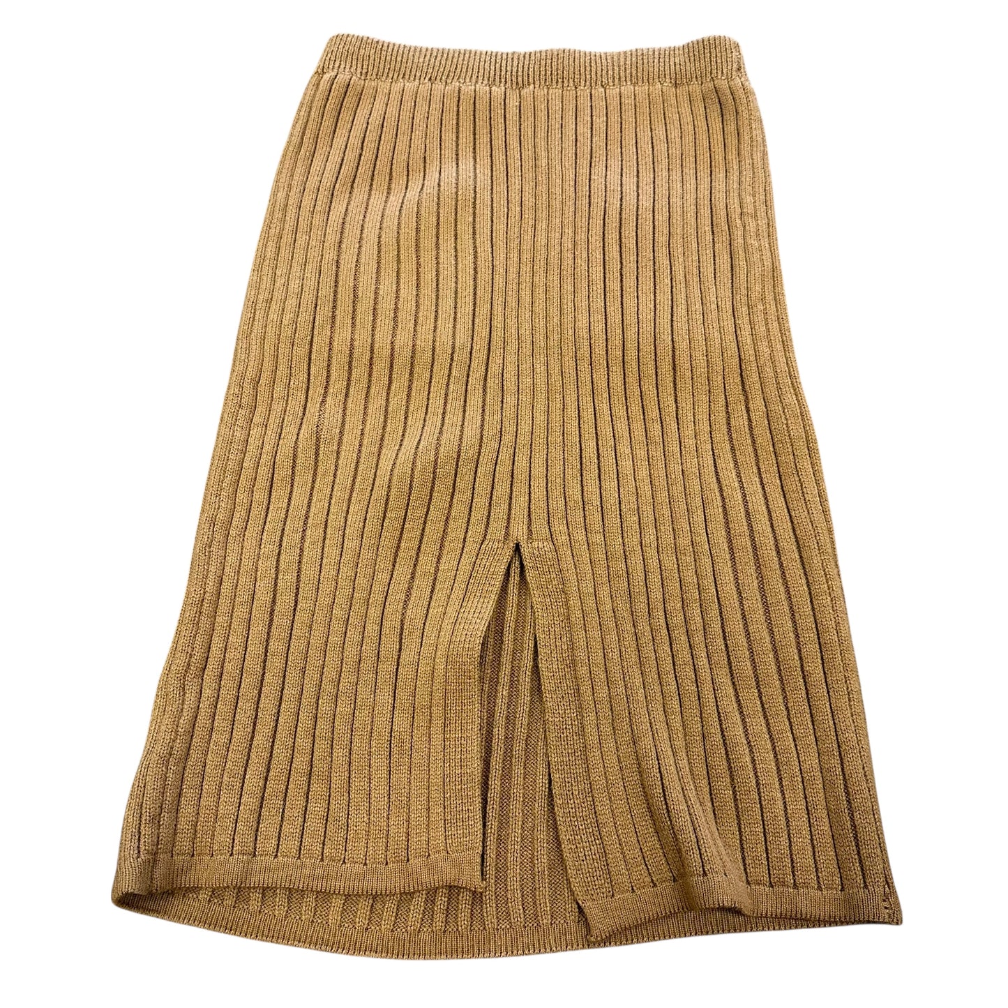 BROWN KNIT RIBBED STRAIGHT SKIRT 62 XL