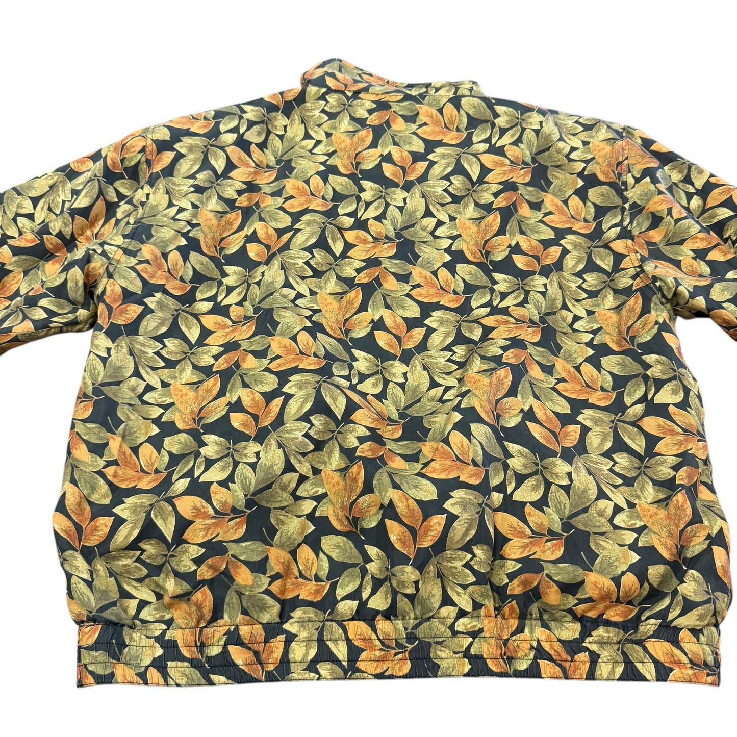 STUNT SPORTS VINTAGE 100% SILK GOLD LEAVES BOMBER JACKET 100 LARGE