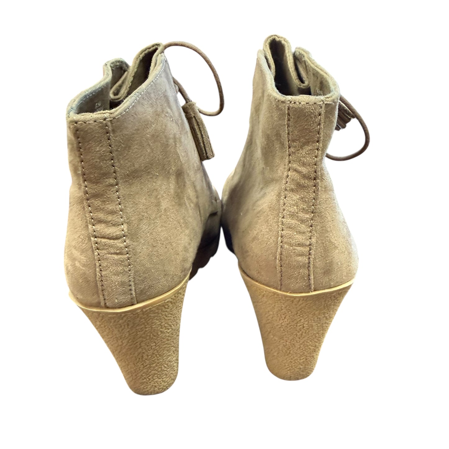 MIA BAYLIE IN FAUX SUEDE LACE UP WEDGE BOOTIES 234 SZ 8.5
