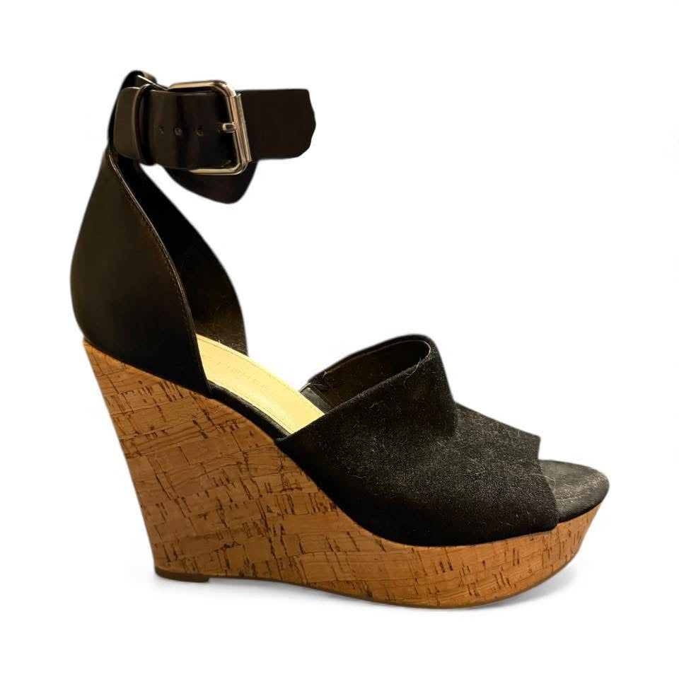 MARC FISHER BLACK SUEDE LEATHER PLATFORMS SZ 8.5