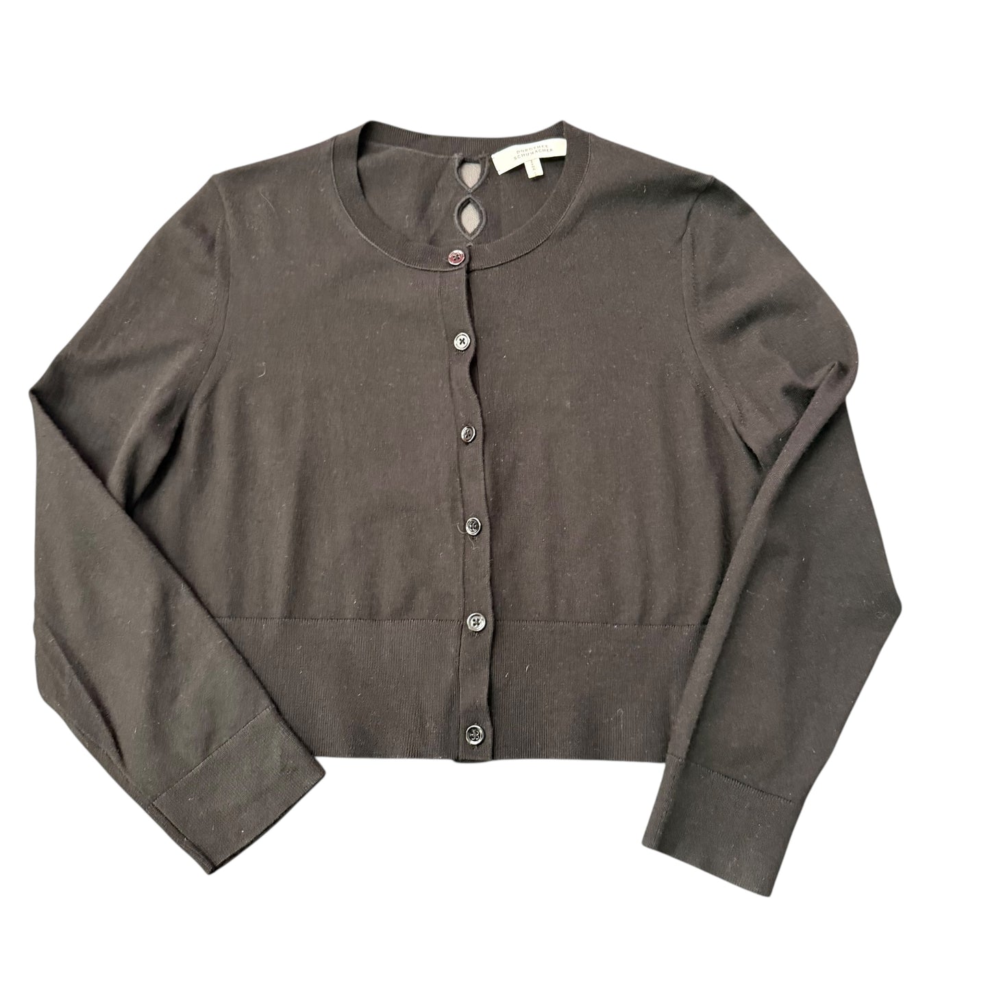 DOROTHEE SHUMACKER BLACK WOOL SILK BLEND CARDIGAN 249 Sz 4