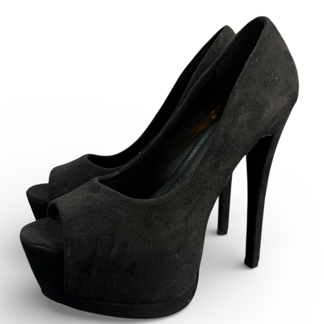 PAPRIKA BLACK PEEP TOE PLATFORM HEELS Sz 5.5