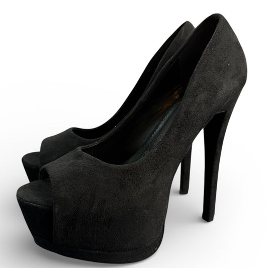 PAPRIKA BLACK PEEP TOE PLATFORM HEELS Sz 5.5