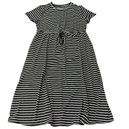 BLACK WHITE STRIPED MIDI DRESS 36 1XL