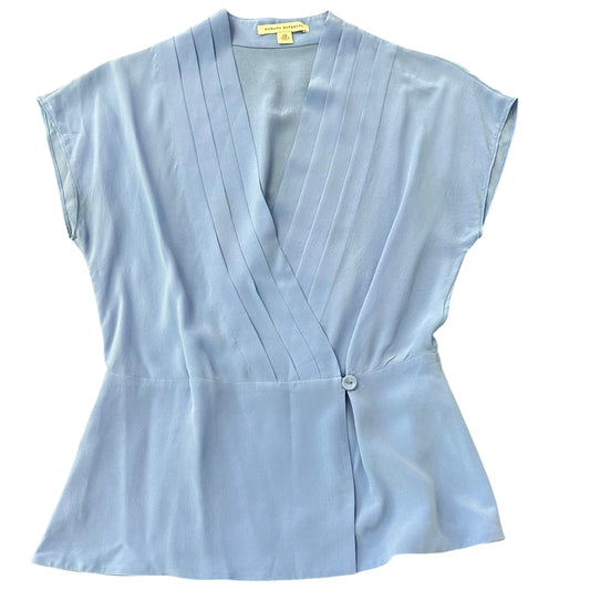 BANANA REPUBLIC SILK BLUE BLOUSE 258 XS