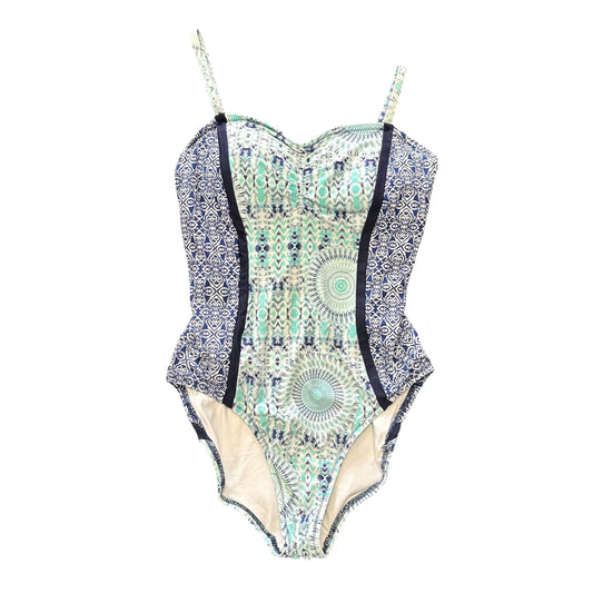 HELEN JON NAVY WHITE NAUTICAL ONE PC SWIMSUIT 100 SMALL