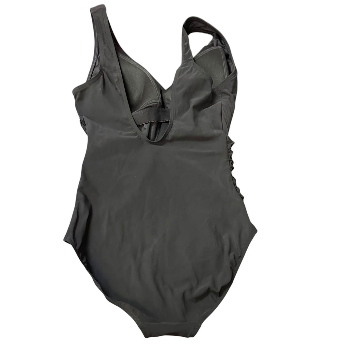 LL BEAN BLACK RUCHED ONE PC SWIMSUIT 100 SZ 10