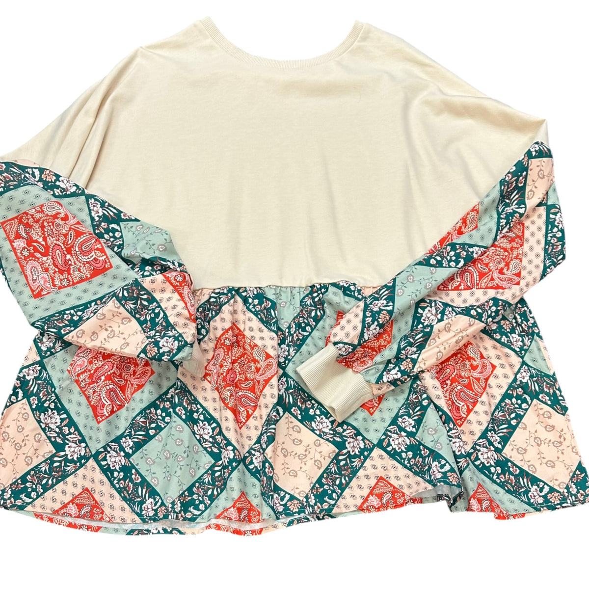 BEIGE SWEATSHIRT BABYDOLL BANDANA DETAIL NWOT 100 XL