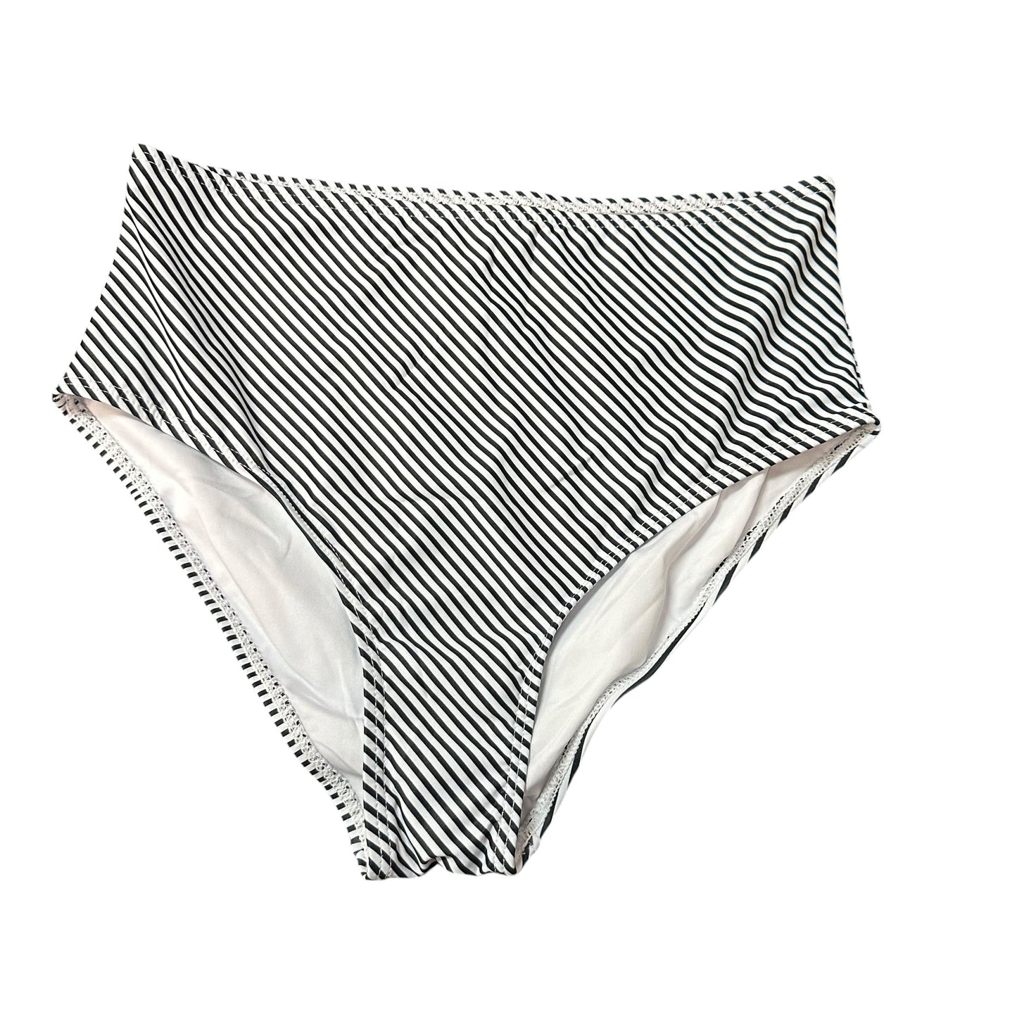 AQUA EVE BLACK WHITE STRIPED BIKINI SWIMSUIT BOTTOM 100 SMALL