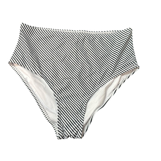 AQUA EVE BLACK WHITE STRIPED BIKINI SWIMSUIT BOTTOM 100 SMALL