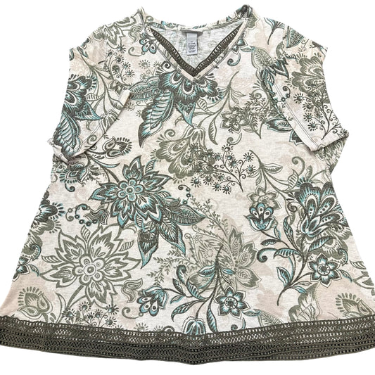 CATHERINES GREEN BEIGE KNIT TOP 100 2X