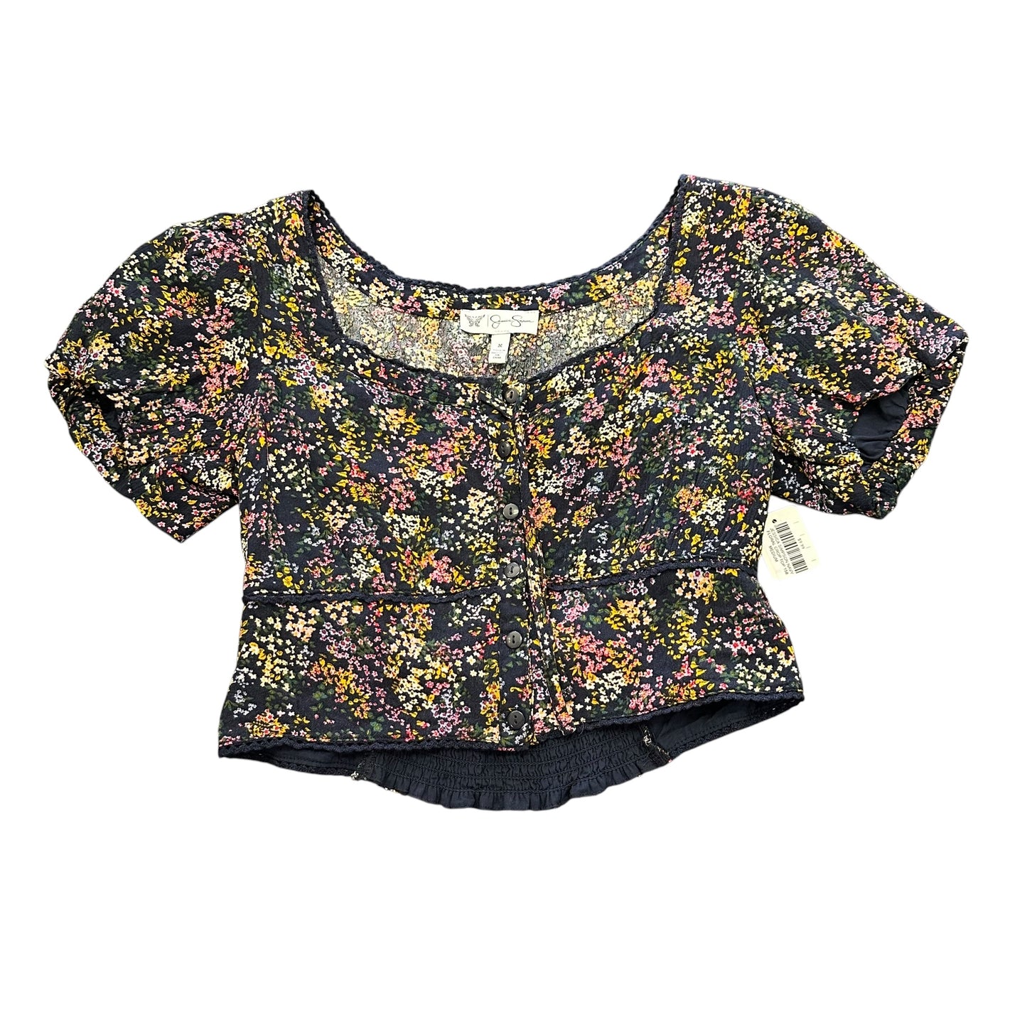 JESSICA SIMPSON NAVY FLORAL CROP TOP 158 MEDIUM
