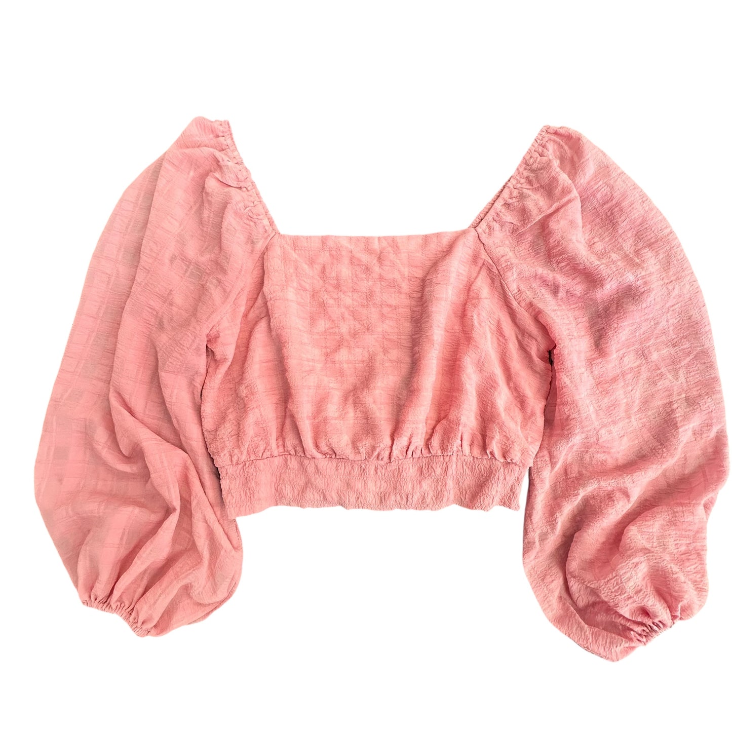 LOECOLETTE PINK CROPPED PUFF SLEEVE BLOUSE 122 MEDIUM