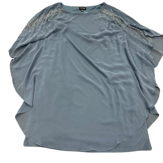 XSCAPE BLUE DRESS W CHIFFON OVERLAY EMBELLISHMENTS 85 SZ 22W *SPOT