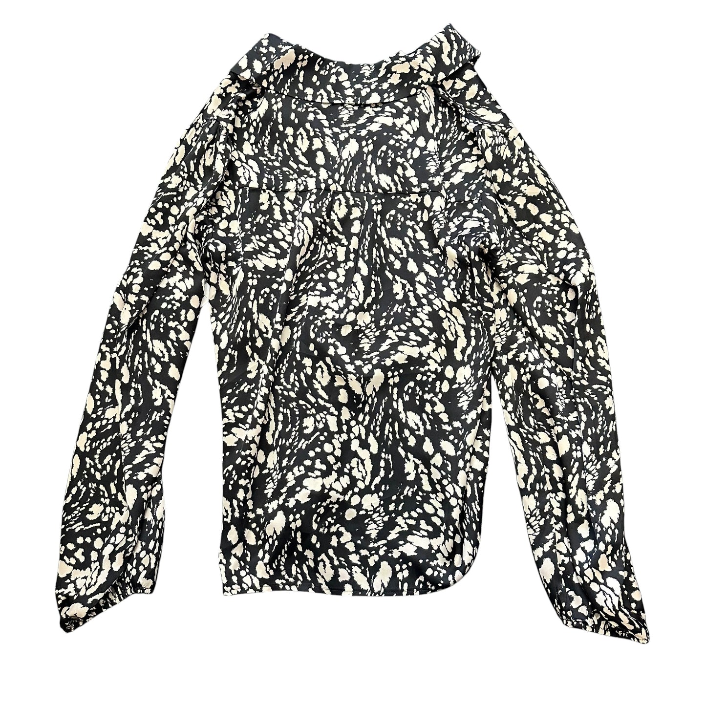 COLILCO BLACK BEIGE ANIMAL PRINT BLOUSE NWT 218 LARGE