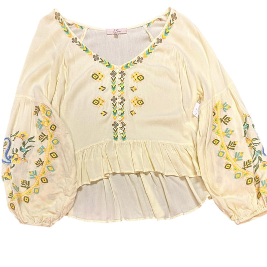 C&V YELLOW EMBROIDERED BOHO BLOUSE 264 SMALL