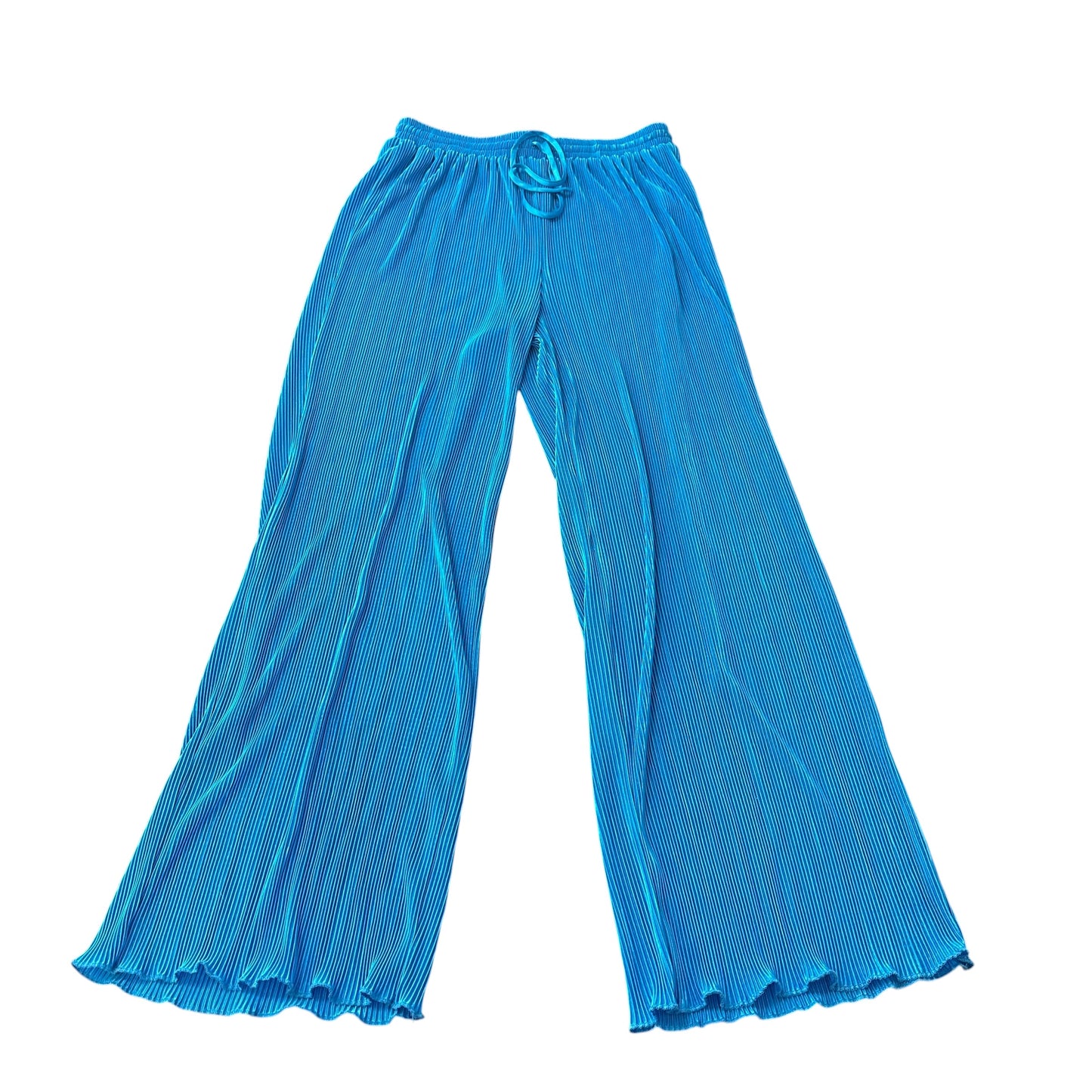 ENTRO BLUE PLEATED 2 PC WIDE LEG PANTS SUIT 100 MEDIUM