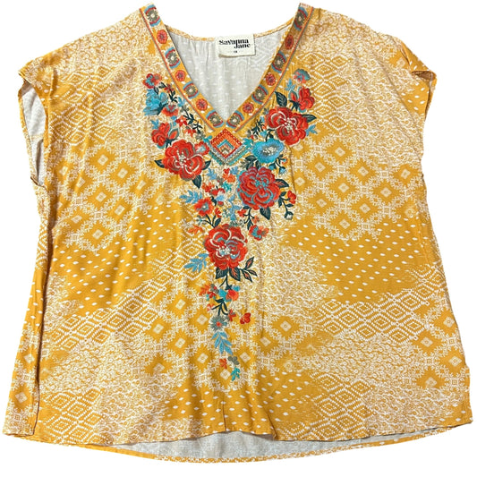 SAVANNAH JANE MUSTARD YELLOW EMBROIDERED BLOUSE 279 1X