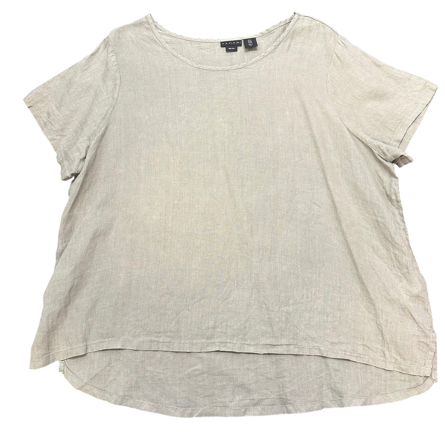 TAHARI GREEN 100% LINEN BLOUSE 111 1X