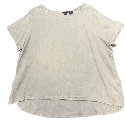TAHARI GREEN 100% LINEN BLOUSE 111 1X