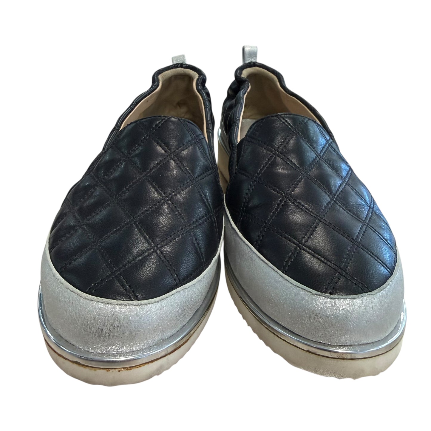 RON WHITE BLACK QUILTED SNEAKERS 214 SZ 8.5