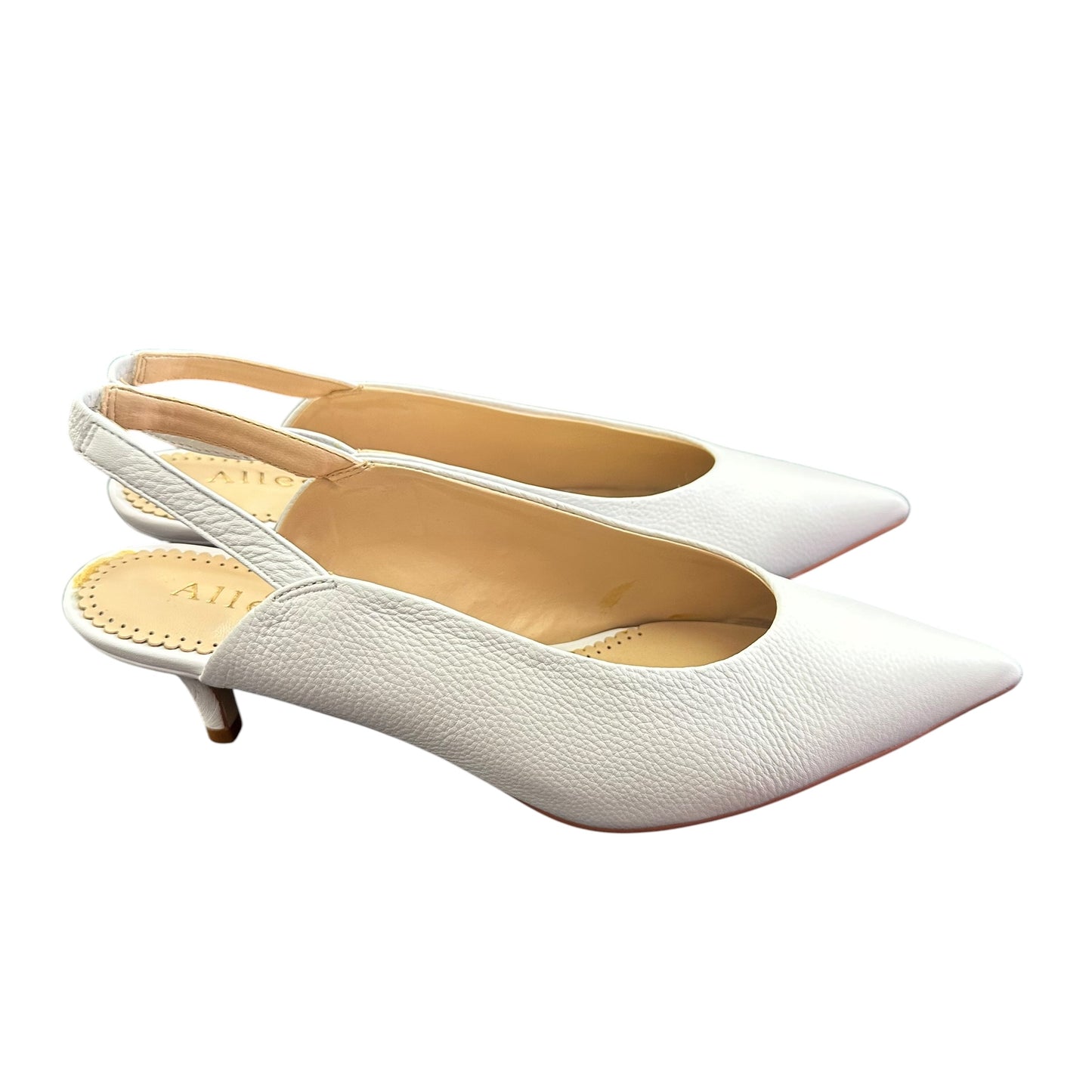 ALLEGRA JAMES WHITE CELINE SLING BACK HEELS 214 SZ 8.5