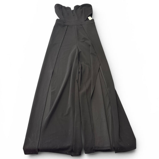 SYMPHONY BLACK STRAPLESS WIDE LEG CUTOUT JUMPSUIT 143 LARGE