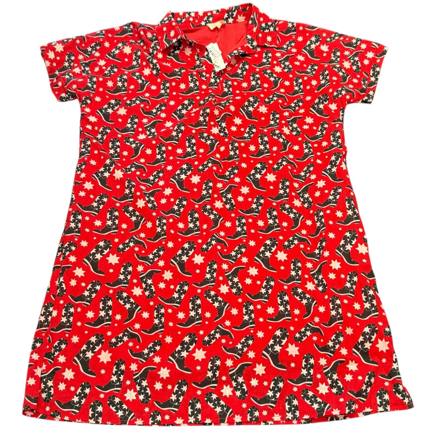 LAYERZ CLOTHING RED BLACK COWBOY SHIFT DRESS NWT 100 LARGE