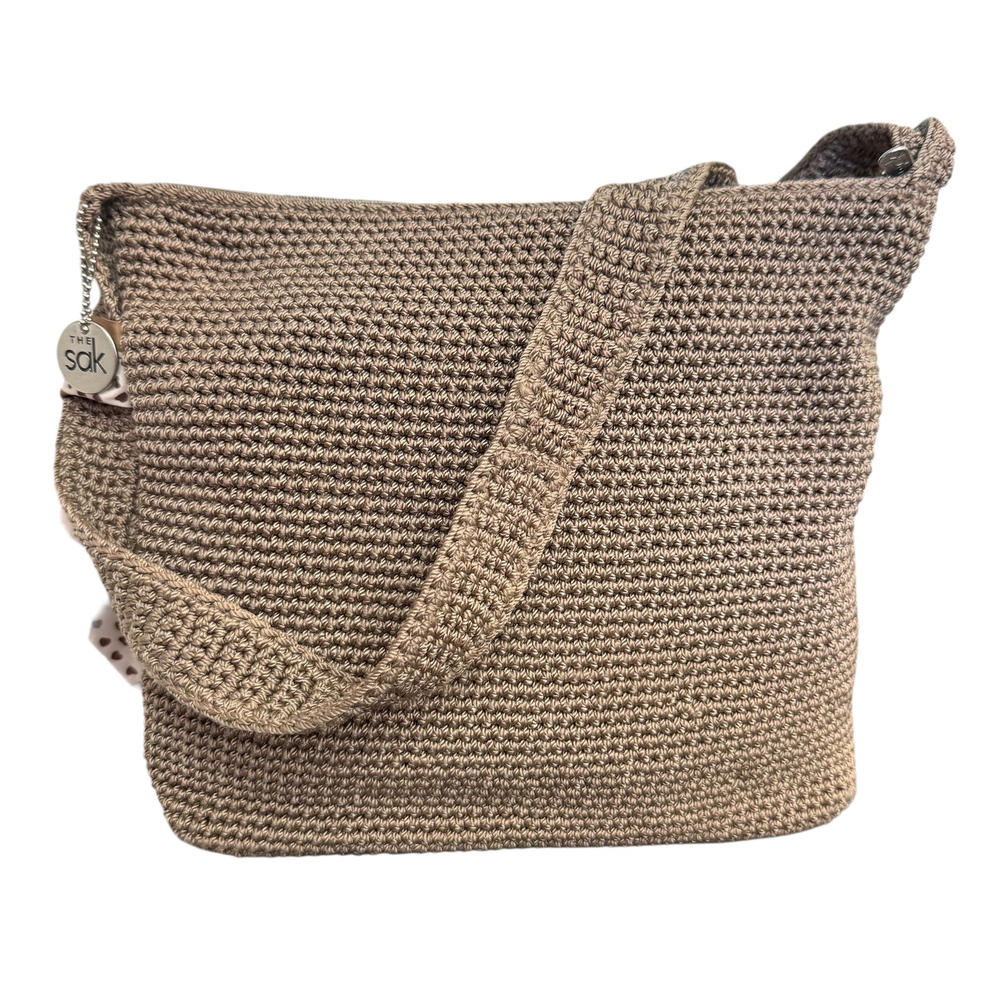VINTAGE CROCHET THE SAK HOBO BROWN TAUPE BAG 258 OS